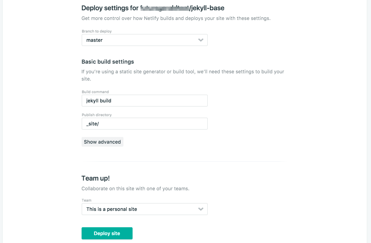 deploy settings