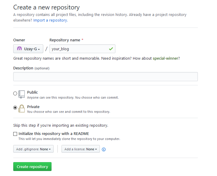 github settings